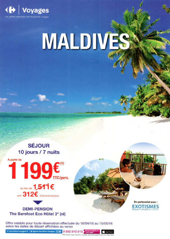Offre Maldives Carrefour Voyage Grand Maine Angers