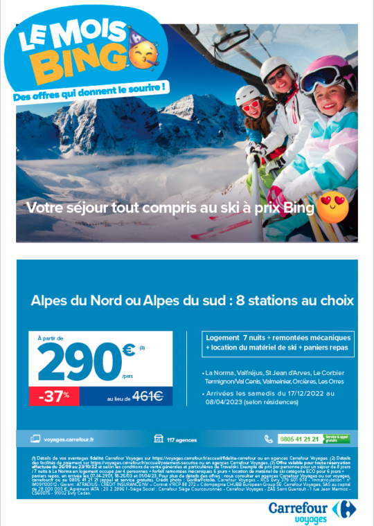 Le mois bingo du ski chez Carrefour Voyags
